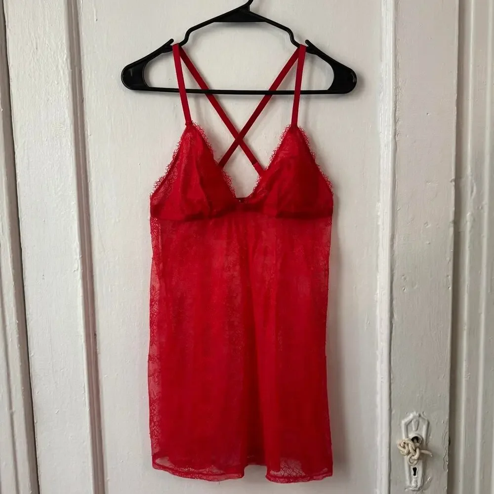 Red camo top dress mesh Lace Lingerie babydoll Romantic Whimsigoth dark fairy